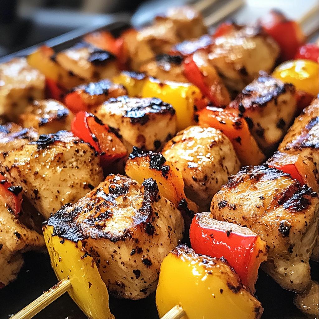 Mini spiesjes met kip en paprika