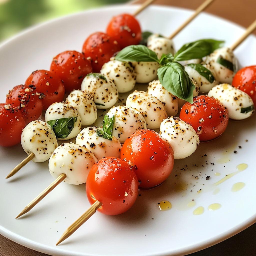 Mini spiesjes met tomaat en mozzarella