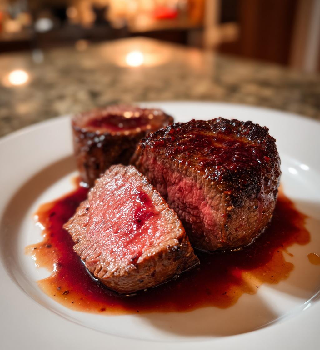 Ossenhaas met rode wijnjus