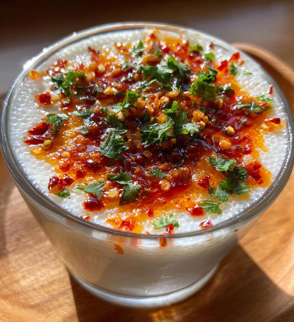 Panna cotta van kokos met pittige garnituur