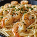 Pasta met garnalen en room