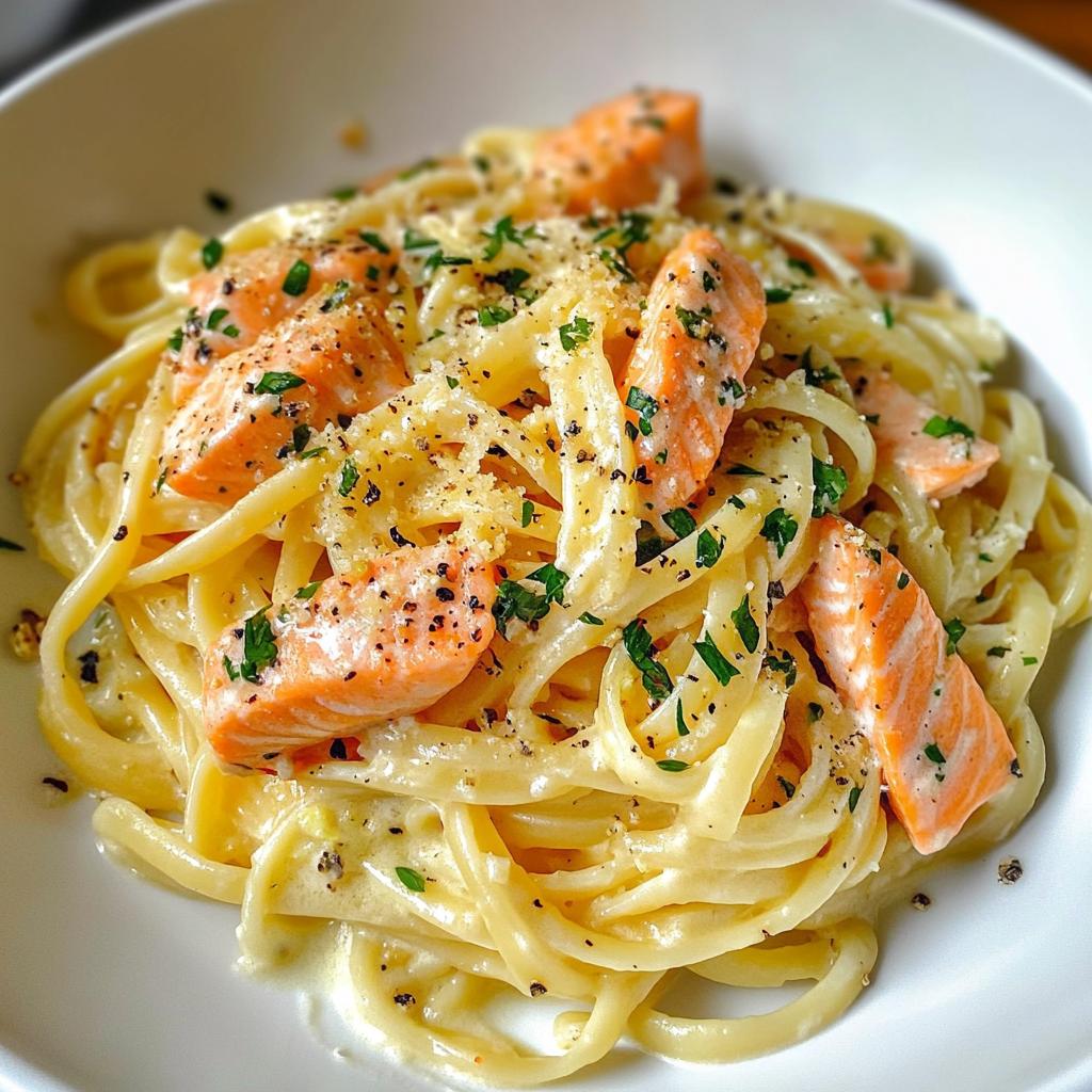 Pasta met zalm en citroen