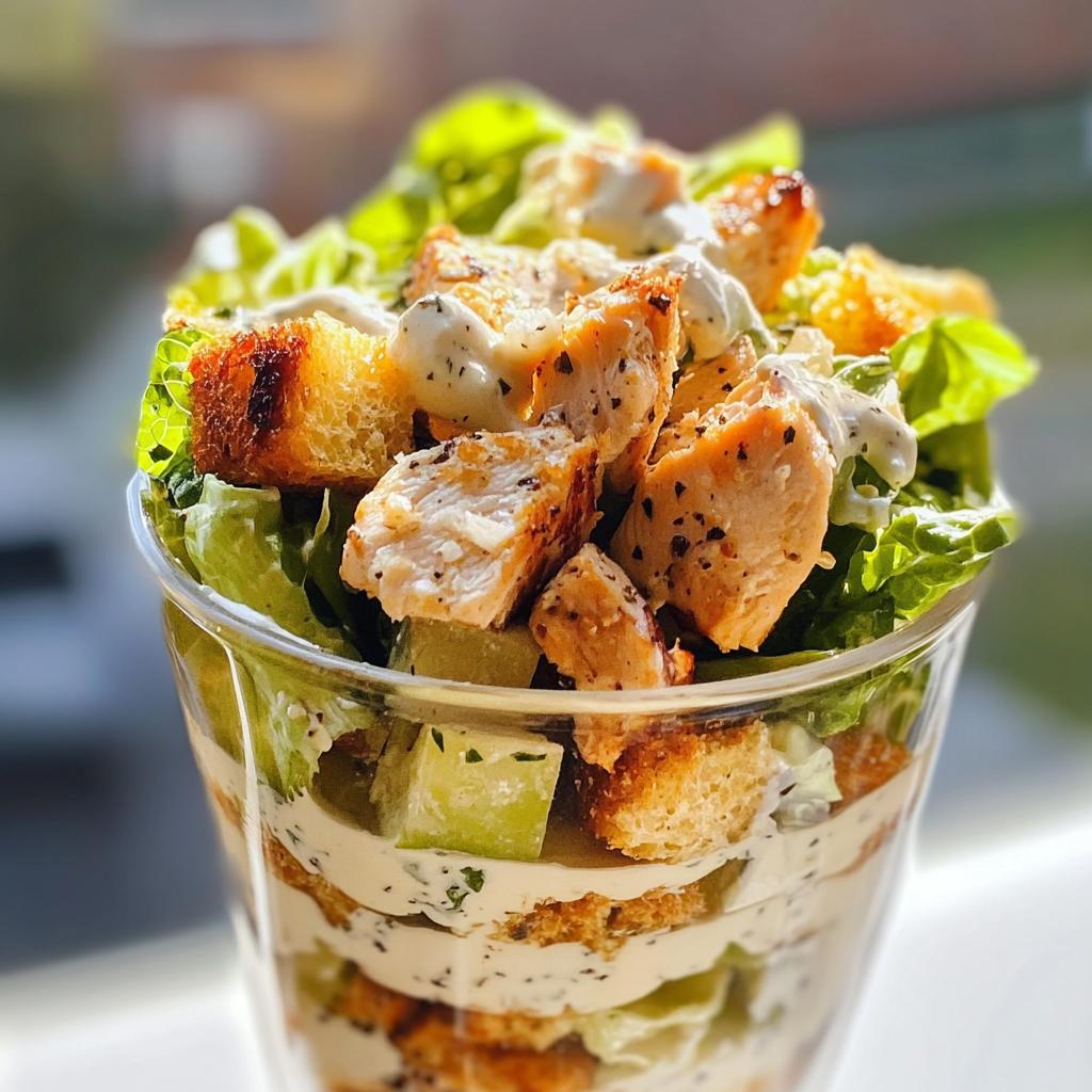 Pittige kip Caesar in glaasje