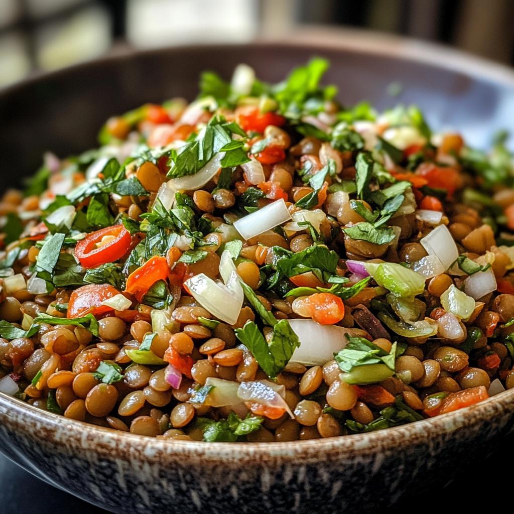 Pittige linzen salade met munt