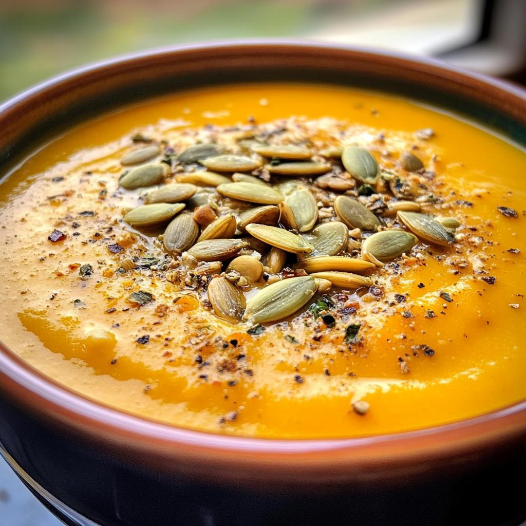 Pompoensoep met geroosterde pitten