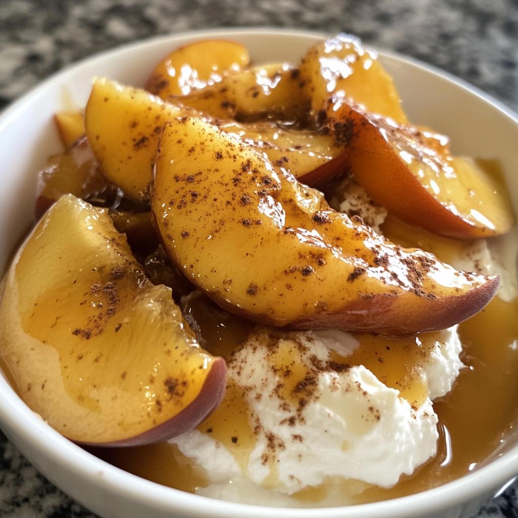 Ricotta met gekarameliseerde perzik