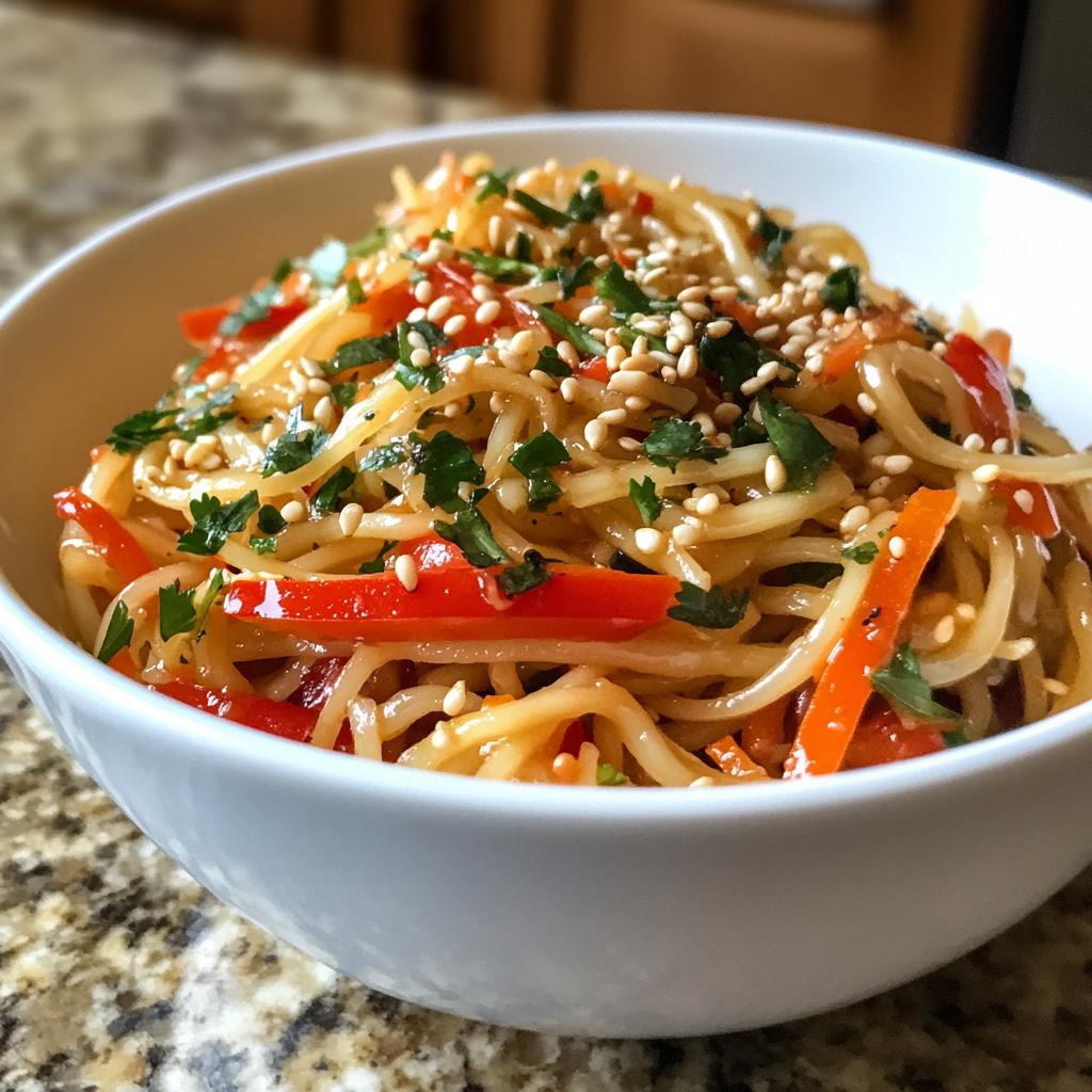 Rijstnoedelsalade met sesamdressing