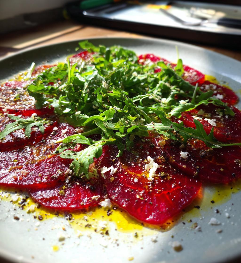 Rode bietcarpaccio met rucola