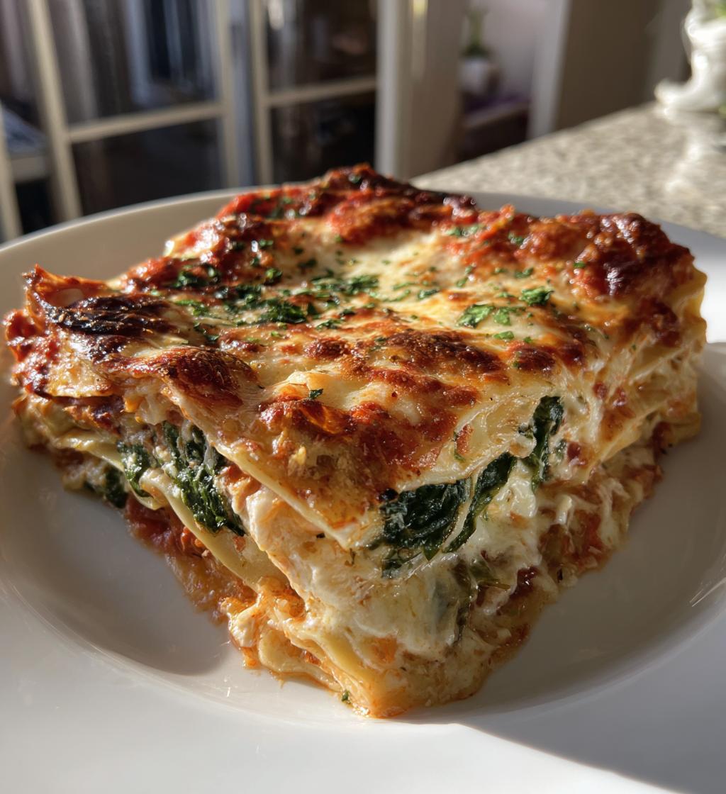Vegetarische lasagne met spinazie - detail 1