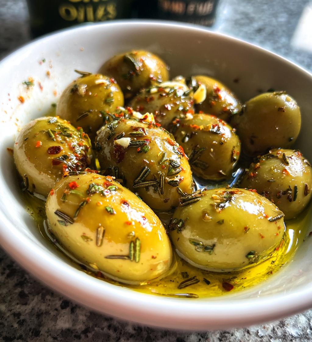 Warme olijven met knoflook