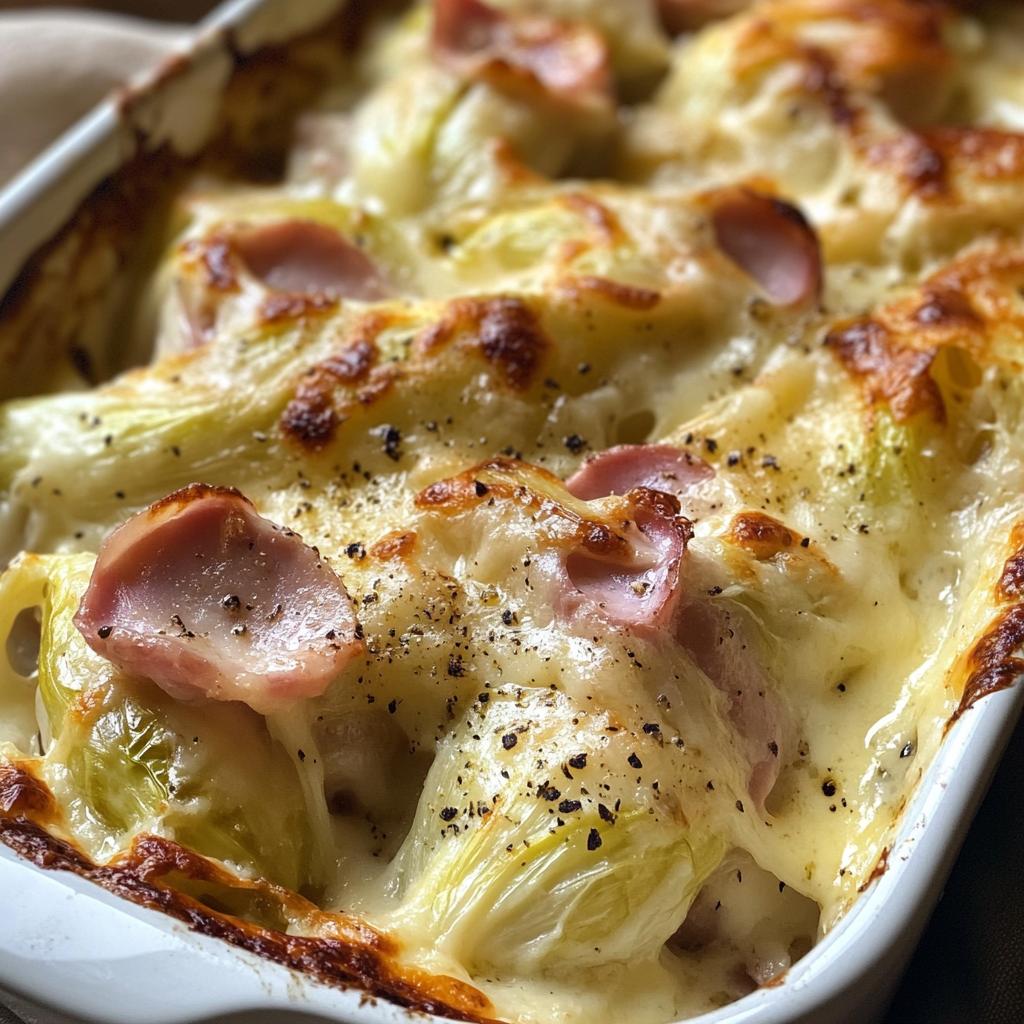 Witlofschotel met ham en kaas - detail 1