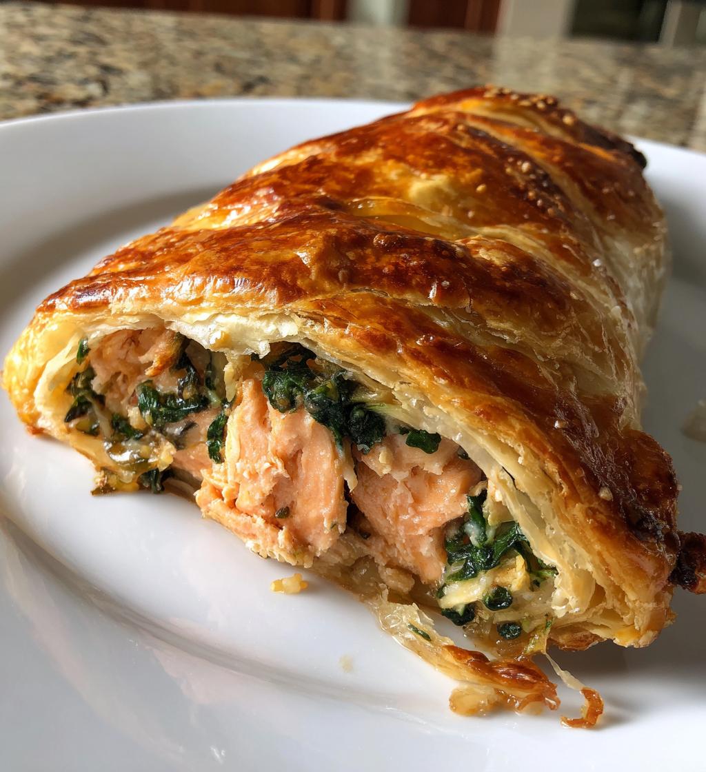 Zalm in bladerdeeg met spinazie - detail 1