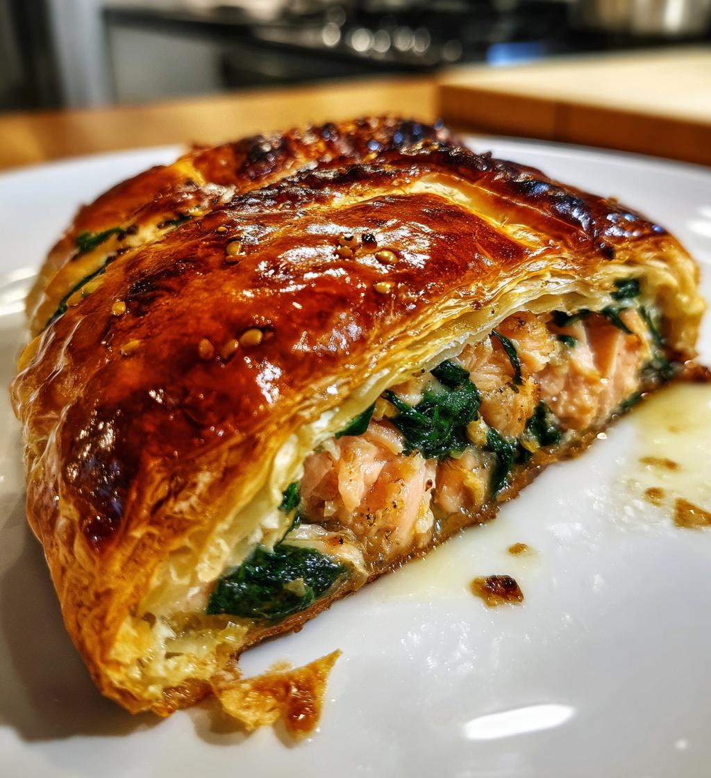 Zalm in bladerdeeg met spinazie