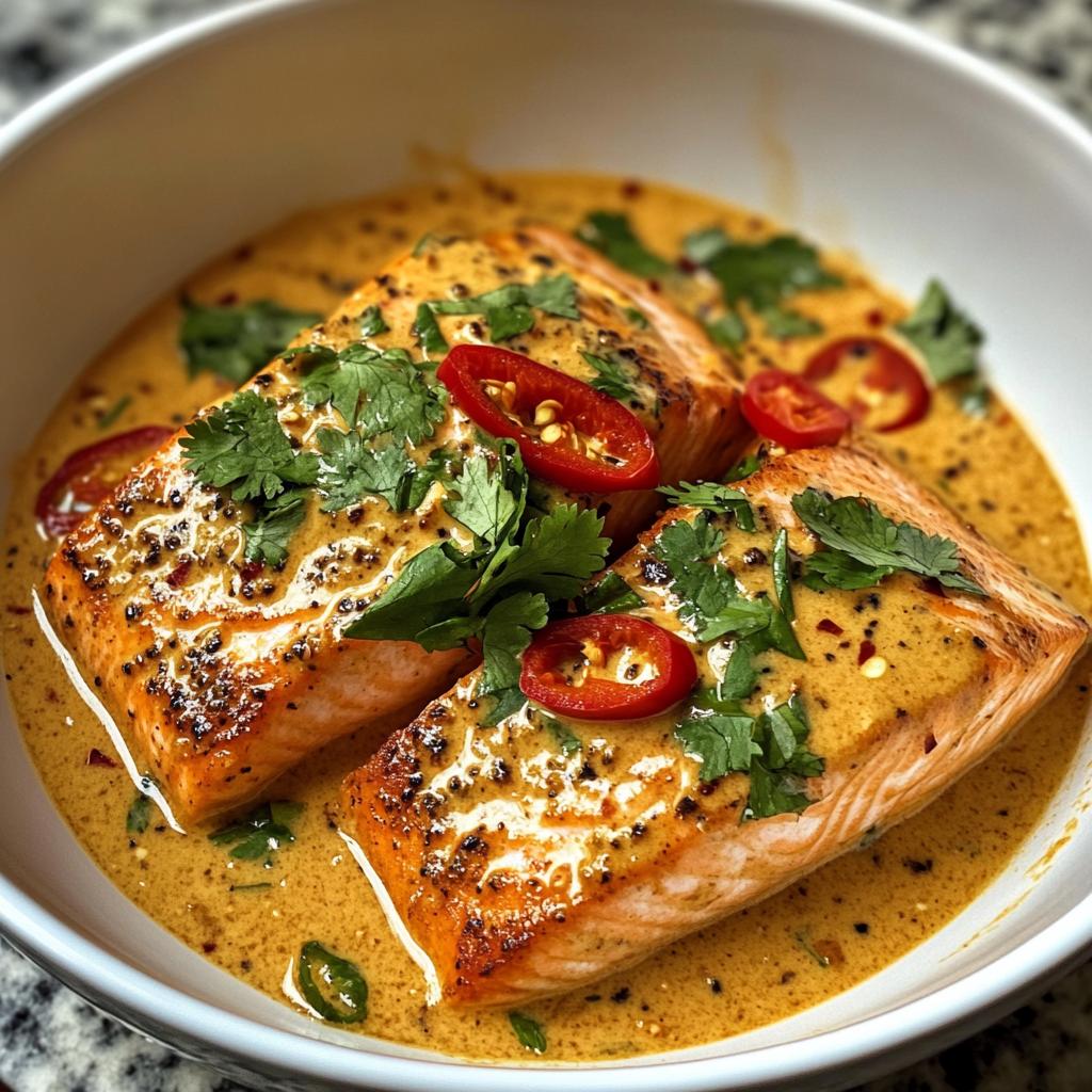 coconut curry salmon with garlic butter - detail 1