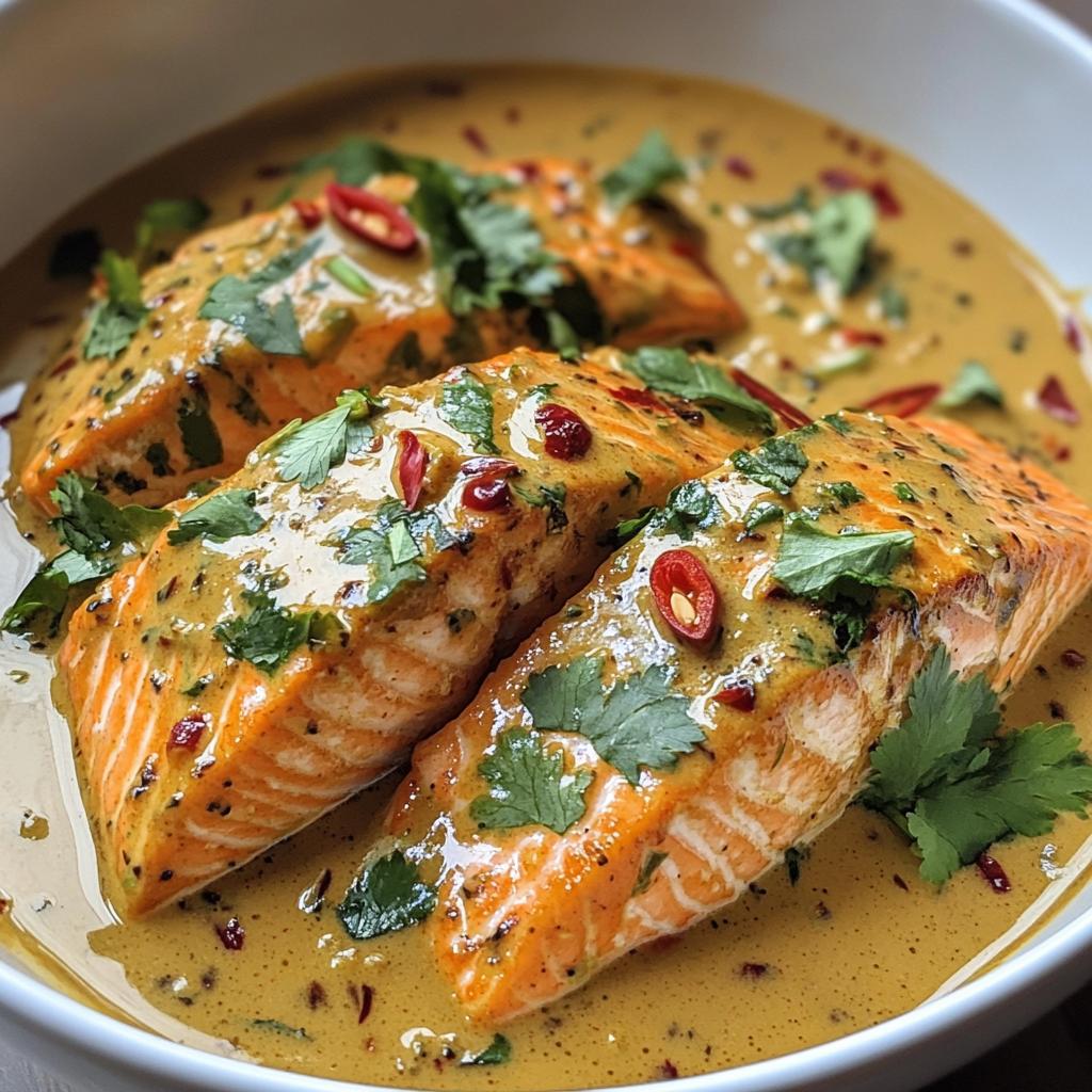 coconut curry salmon with garlic butter
