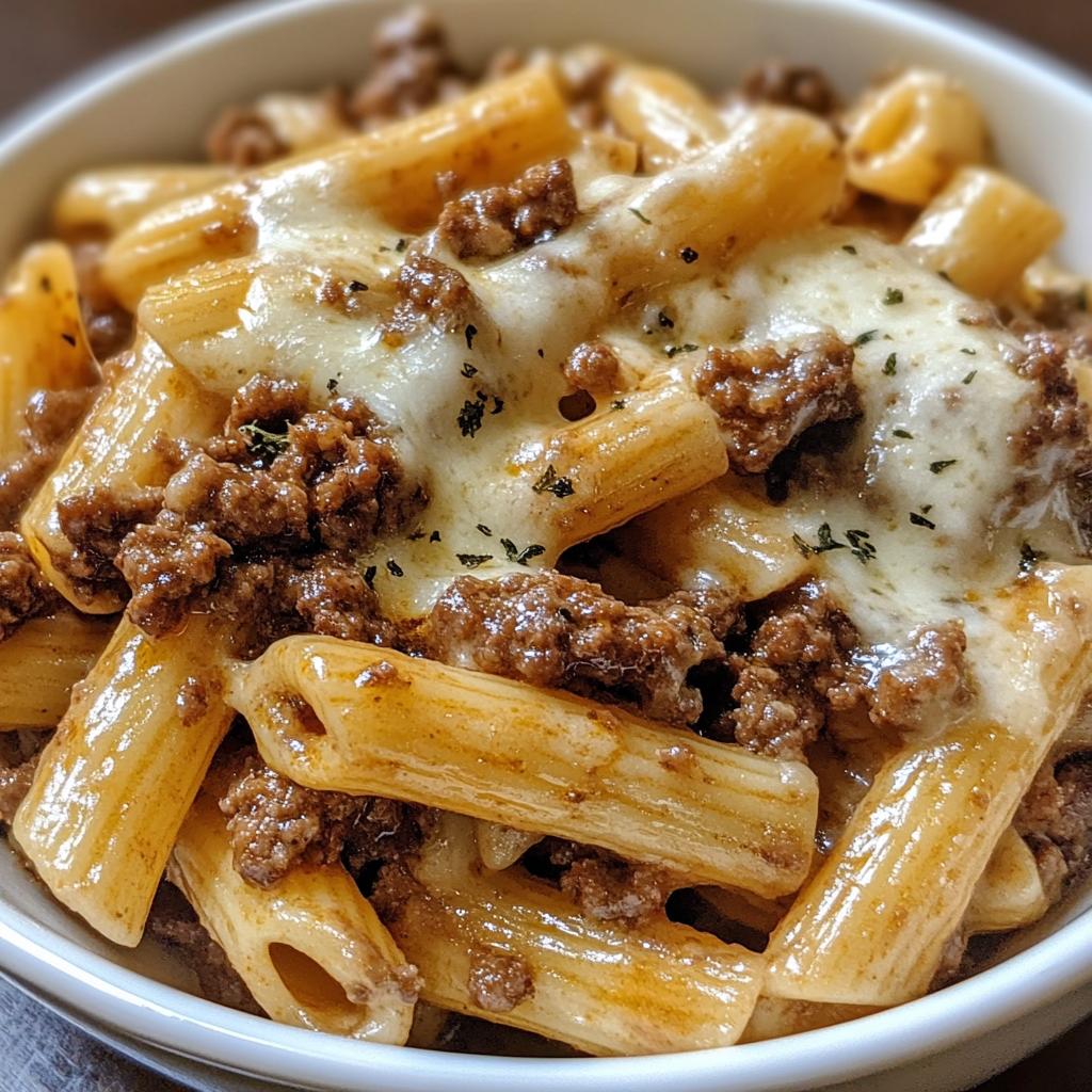 creamy ground beef pasta - detail 1