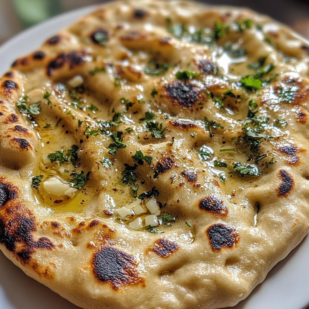 homemade garlic naan - detail 1