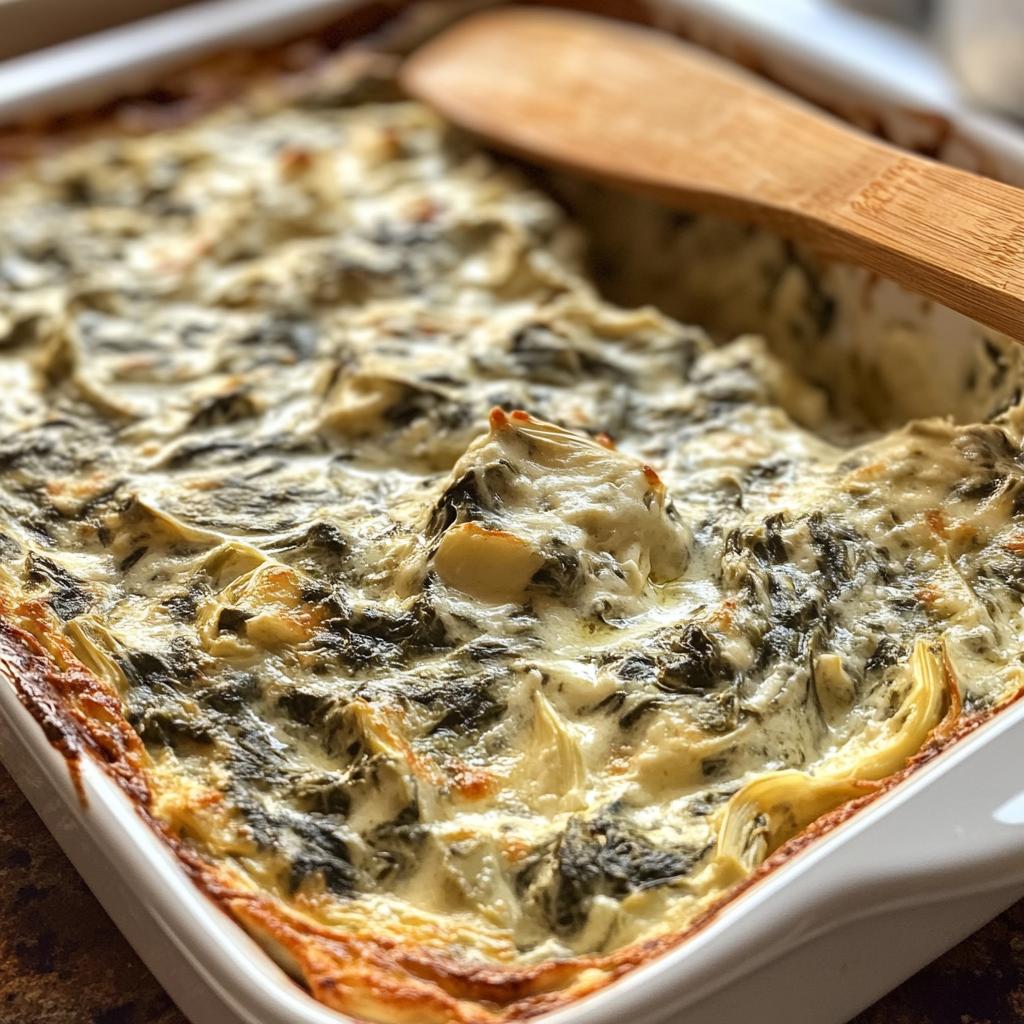 homemade spinach and artichoke dip - detail 1